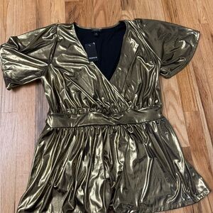 Torrid Shimmering Gold Wrap Blouse